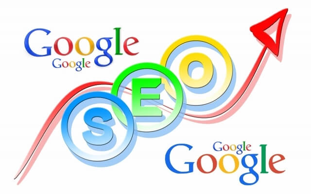 GoogleのロゴとSEOの文字